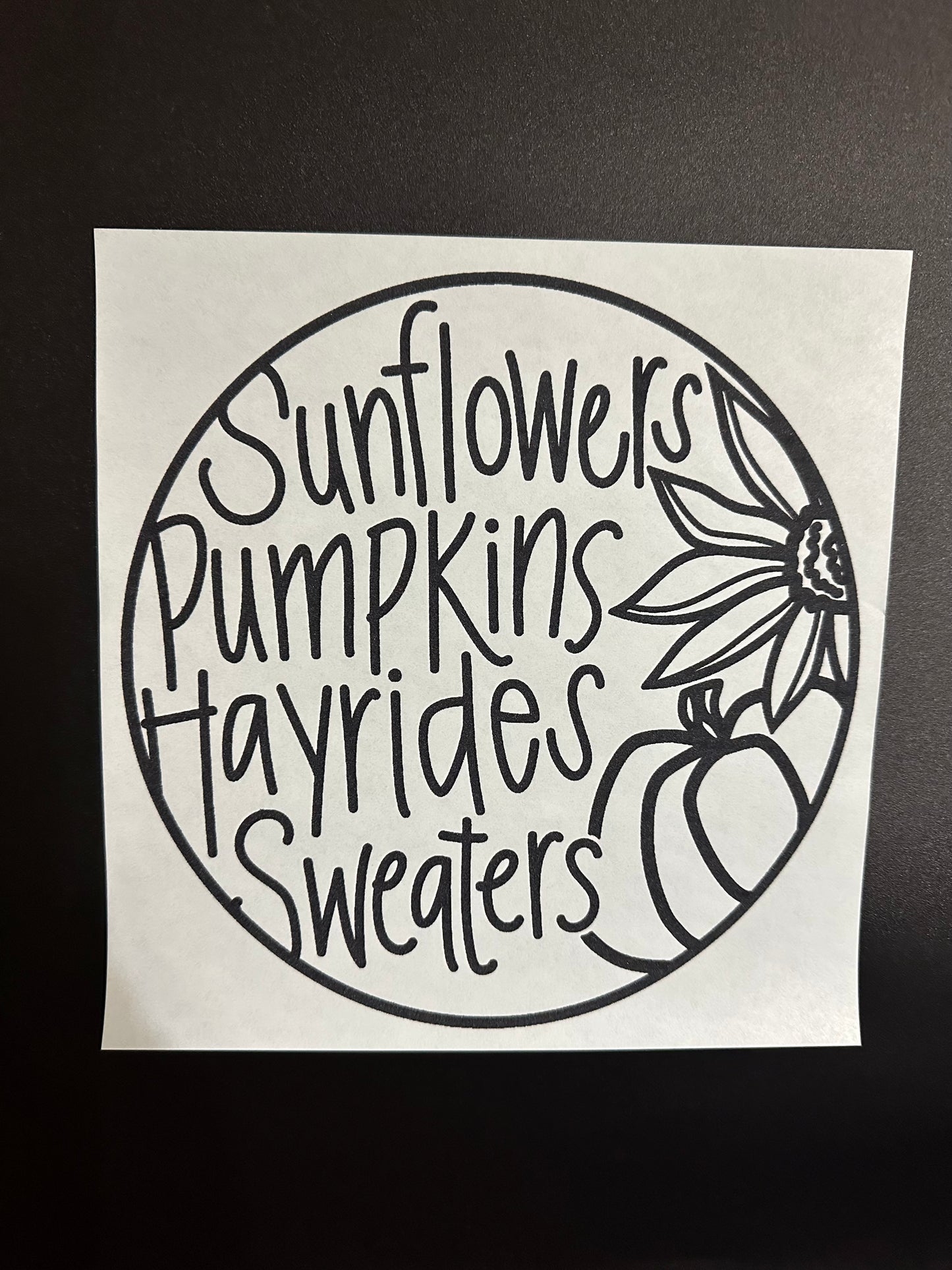 Sunflowers Pumpkins Hayrides Sweaters Black