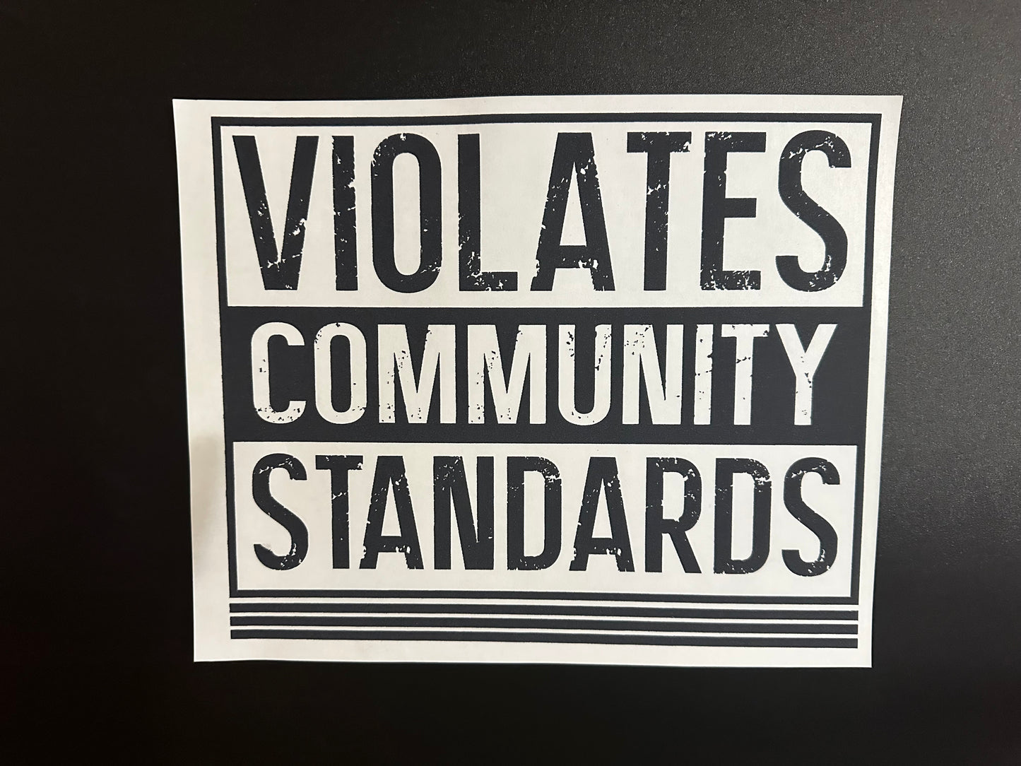 Violates Community Standards Black