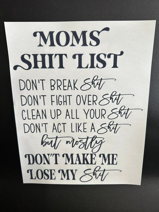 Moms Shit List Black