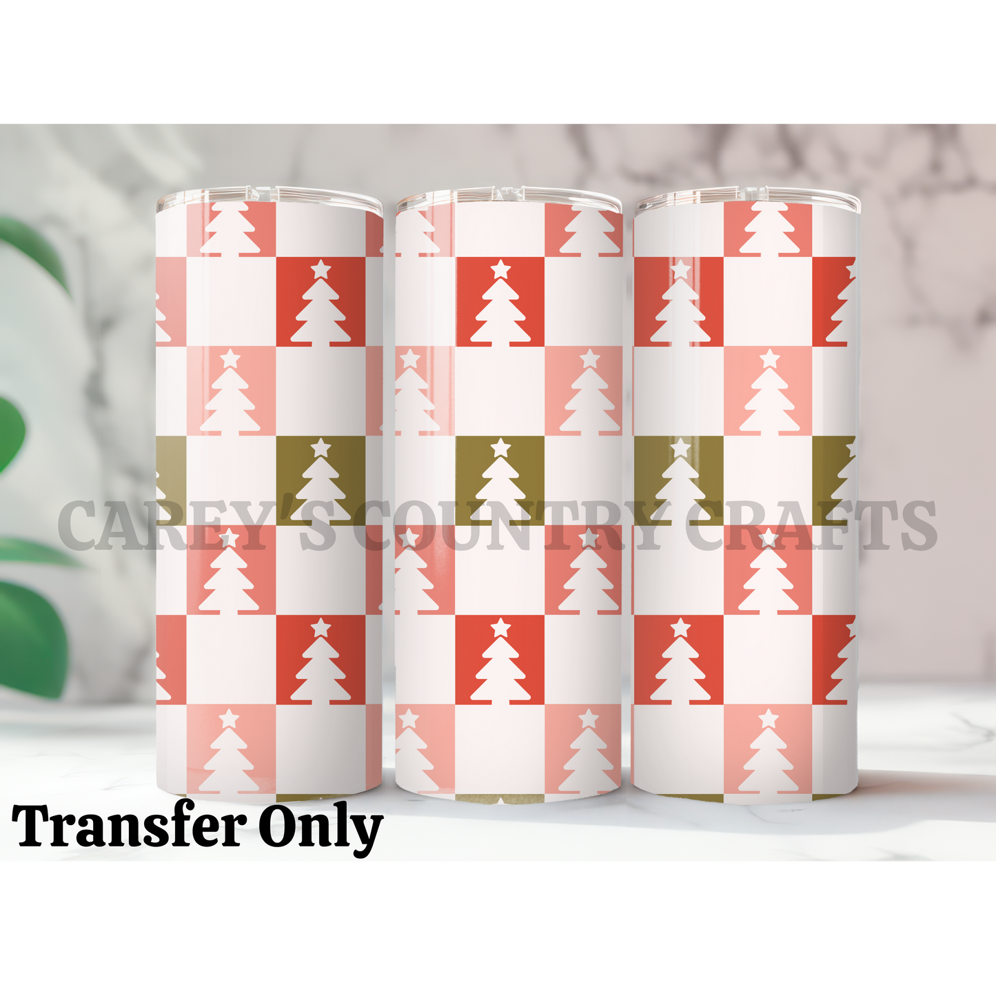 Checkered Trees Sublimation Tumbler Transfer