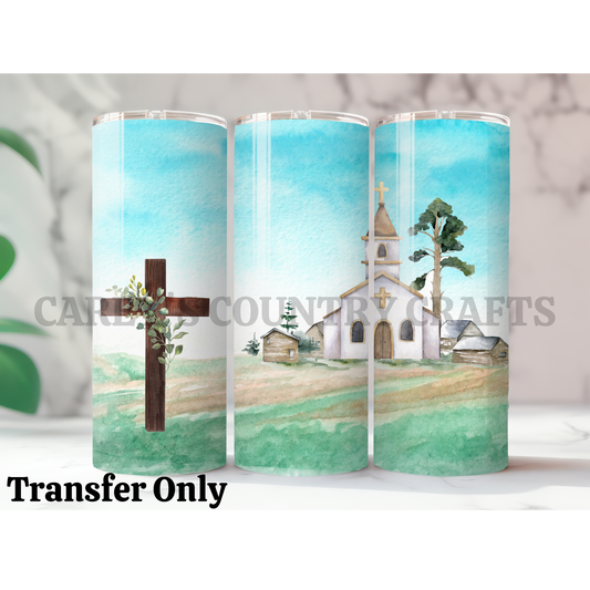 Country Church Sublimation Tumbler Transfer