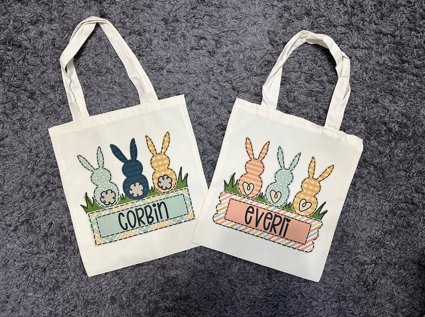 Three Little Bunnies Easter Tote Bags