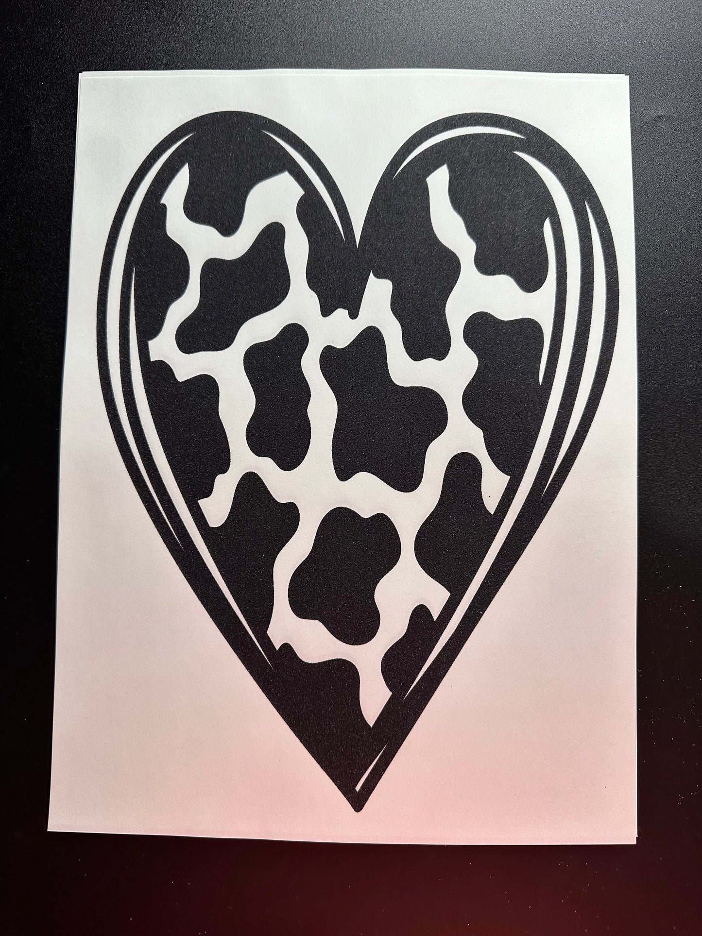 Cow Print Heart Black