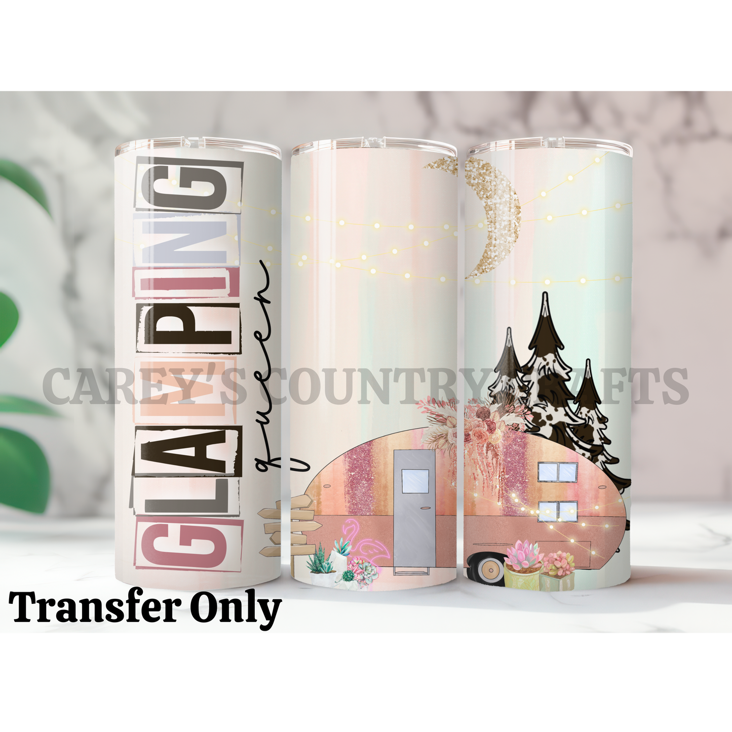 Glamping Queen Sublimation Tumbler Transfer