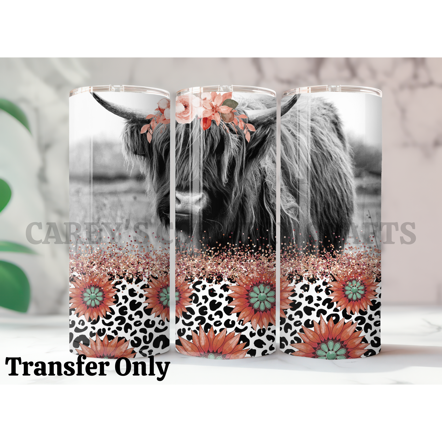 Highland Cow Tag Sublimation Tumbler Transfer