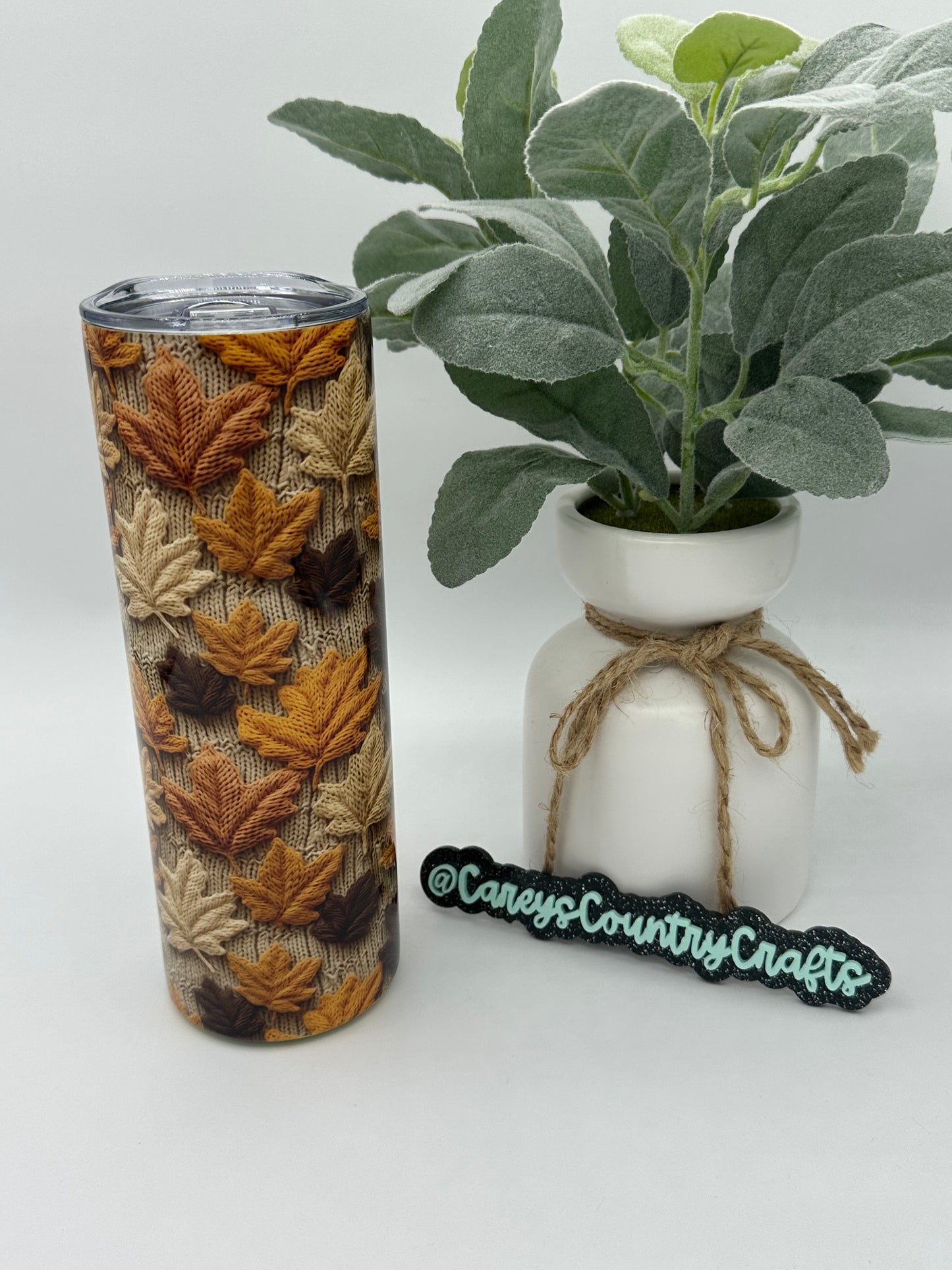 Fall Leaves Embroidery Tumbler