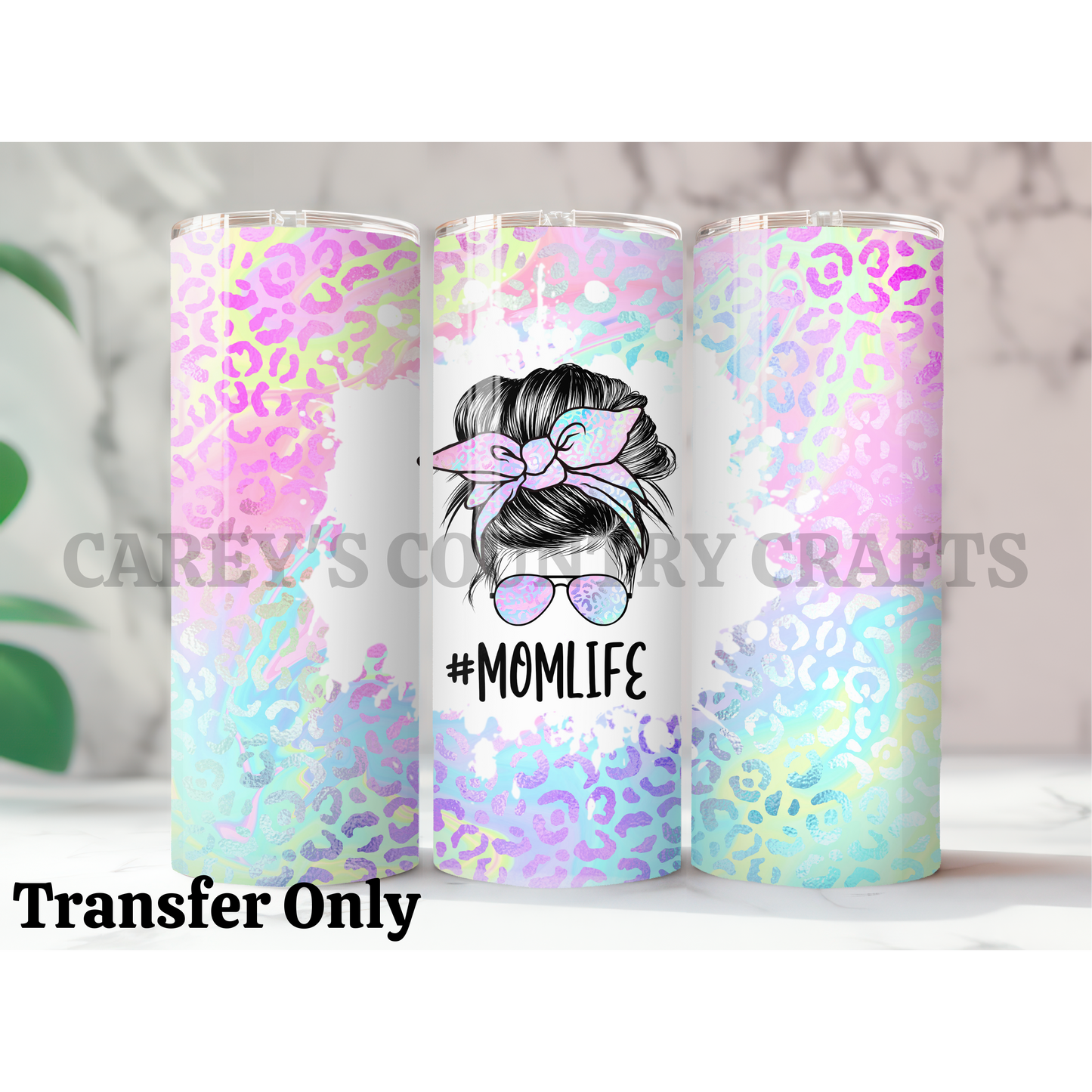 Momlife Pastel Cheetah Print Sublimation Tumbler Transfer