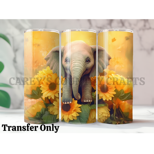 Sunflower Elephant Tumbler Transfer