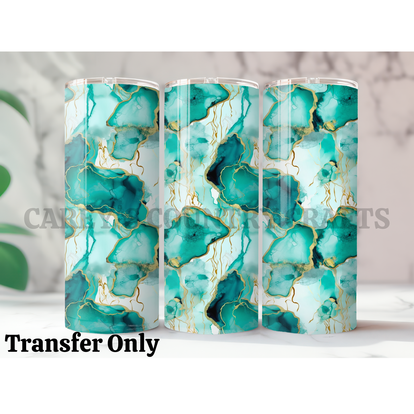 Turquoise Geode Sublimation Tumbler Transfer