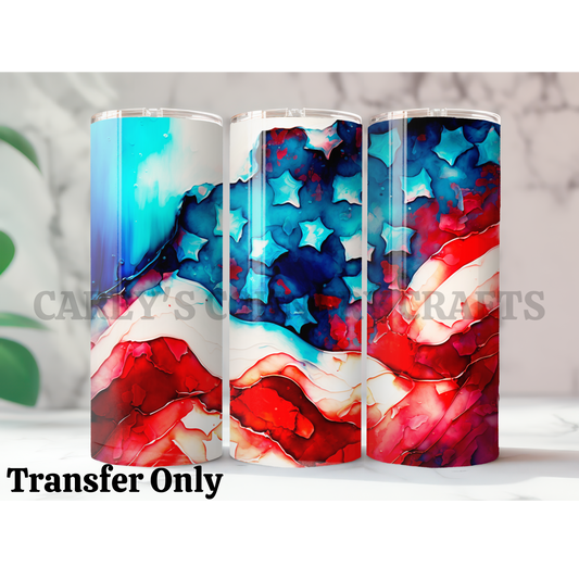 Watercolor Flag Sublimation Tumbler Transfer