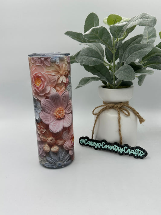 3D Wedding Flowers Tumbler