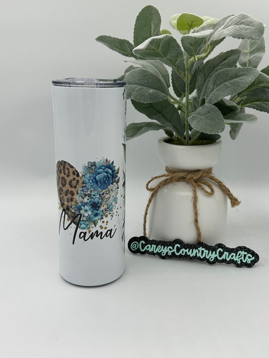 Blue Cheetah Mama Tumbler