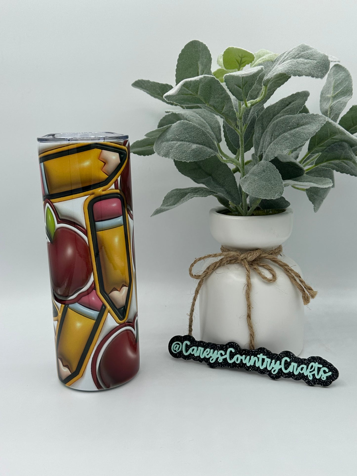 Puff Pencils and Apples Tumbler