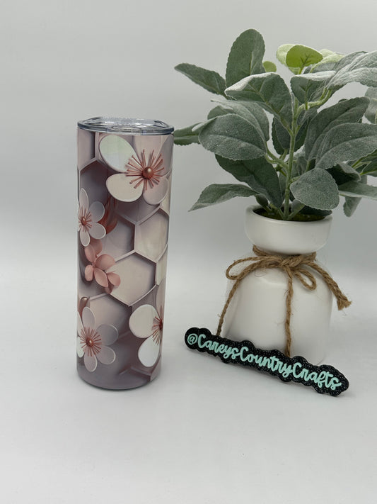 3D Flowers and Honeycomb Tumbler