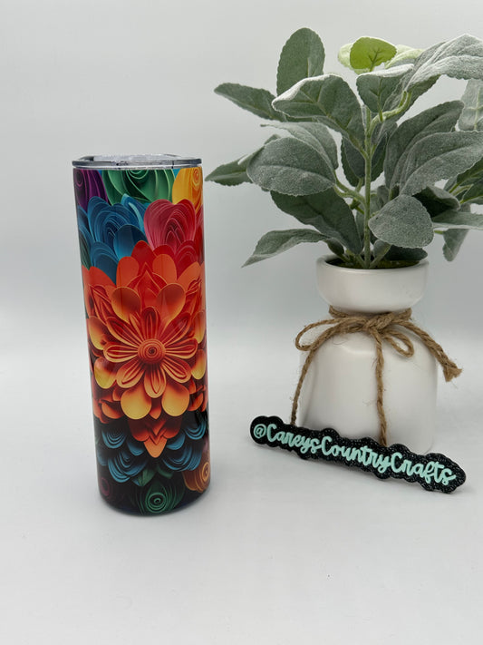 3D Bright Flowers Tumbler