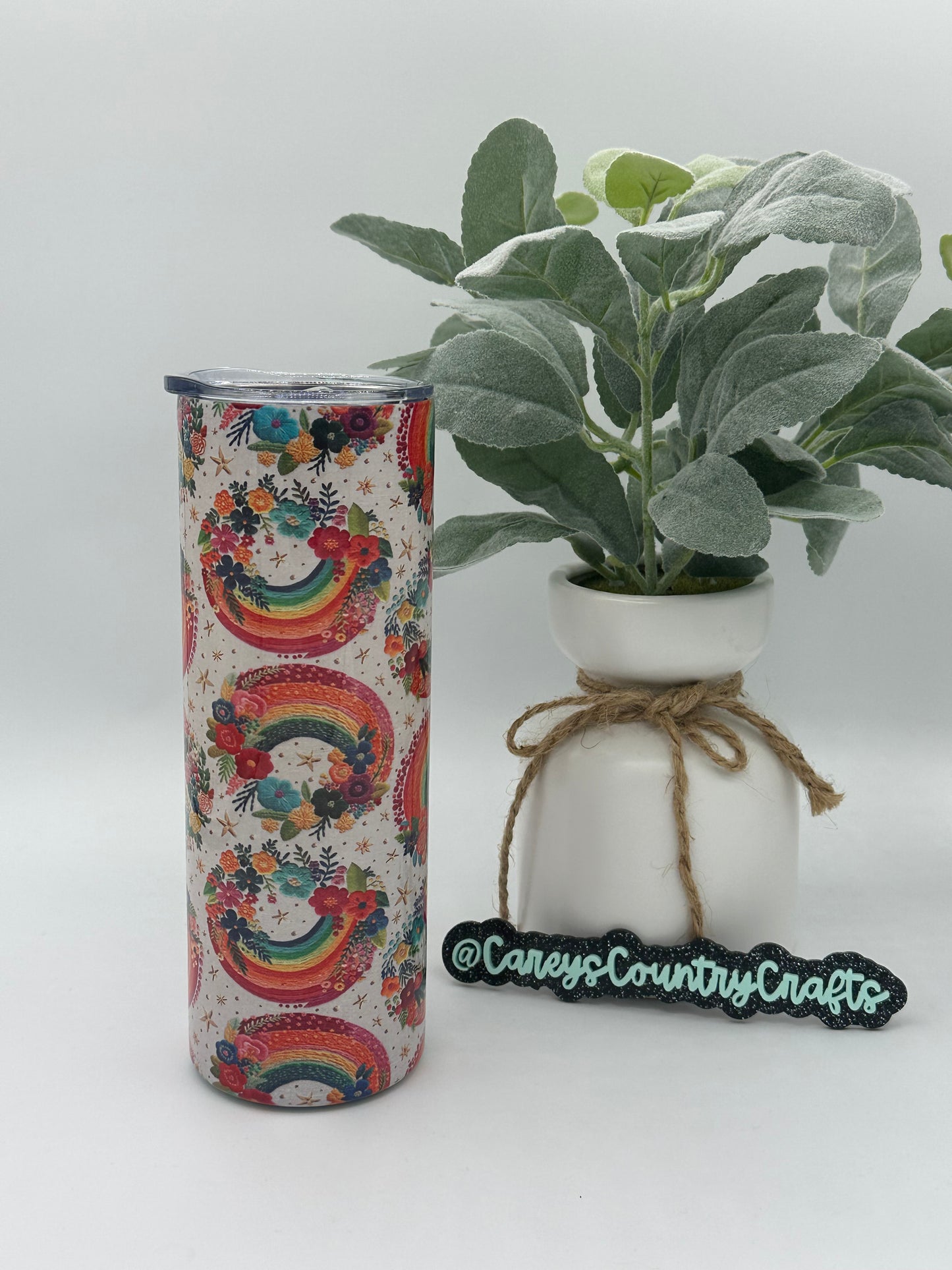 Embroidered Rainbows Tumbler