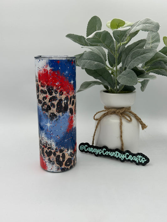 Patriotic Party Cheetah Tumbler