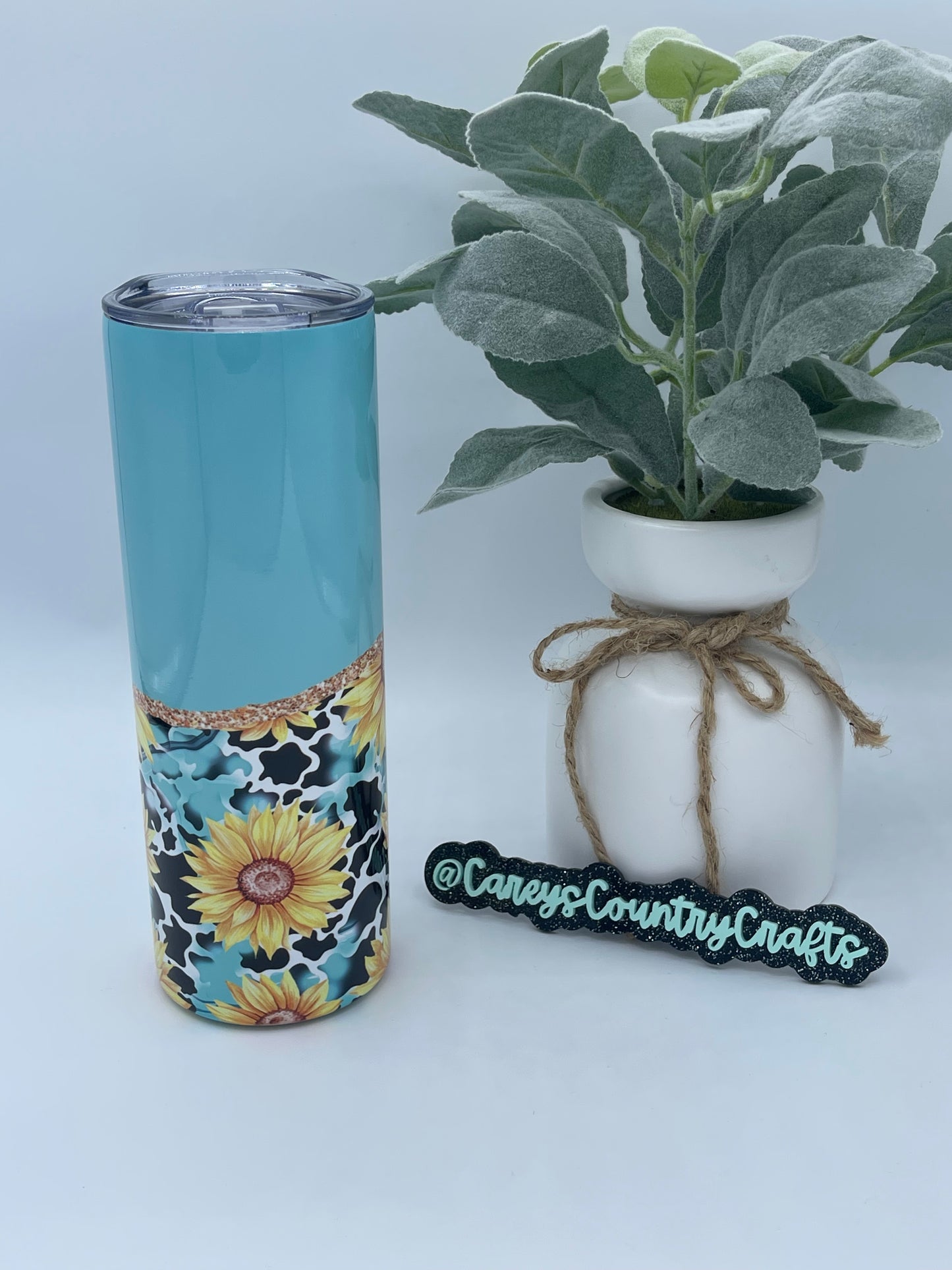 Sunflowers and Cows and Turquoise Tumbler