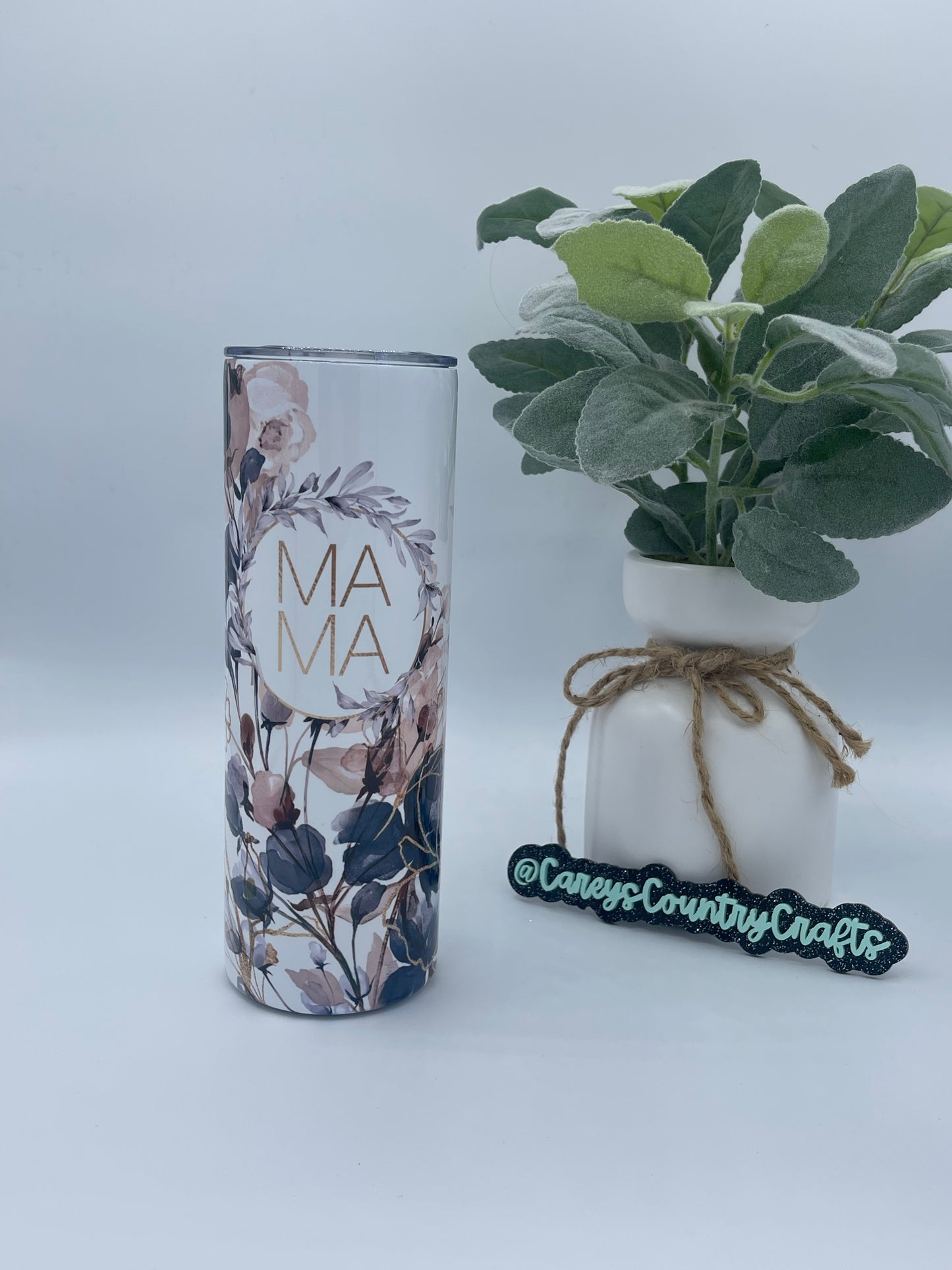 Navy Floral Mama Tumbler