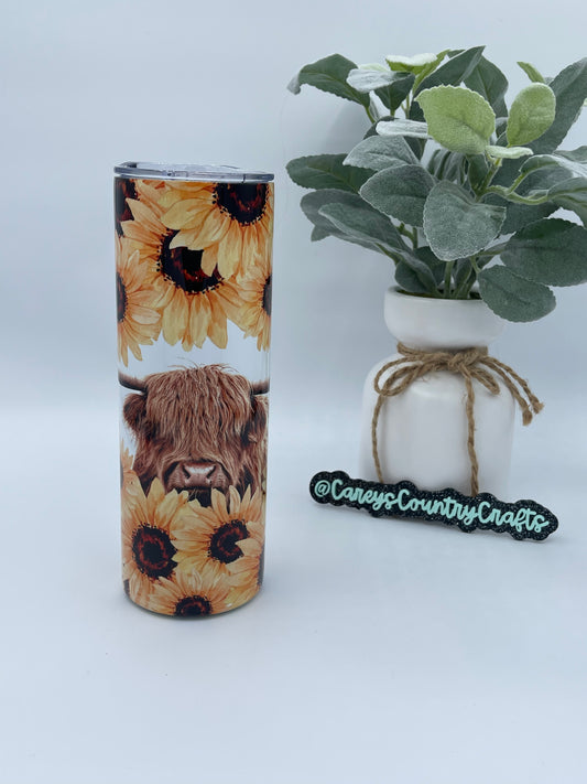 Sunflower Highland Cow Tumbler