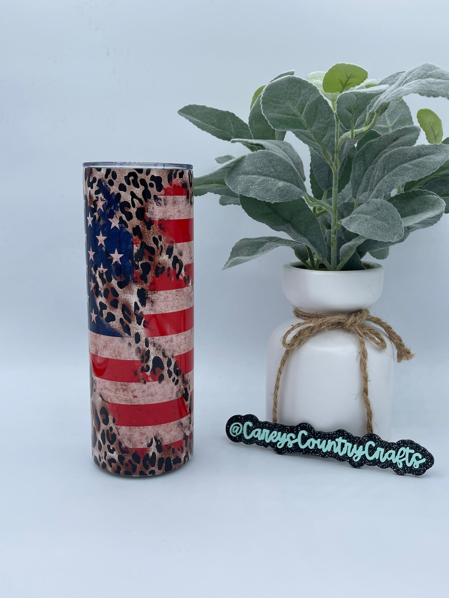 Cheetah American Flag Tumbler