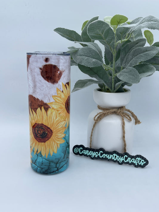 Turquoise Sunflower Tumbler