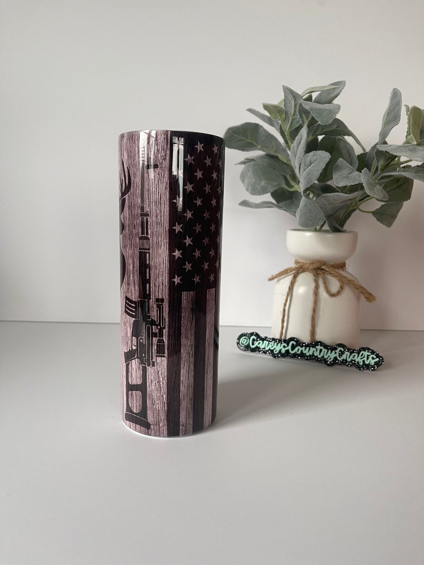 Deer Hunting American Flag Tumbler