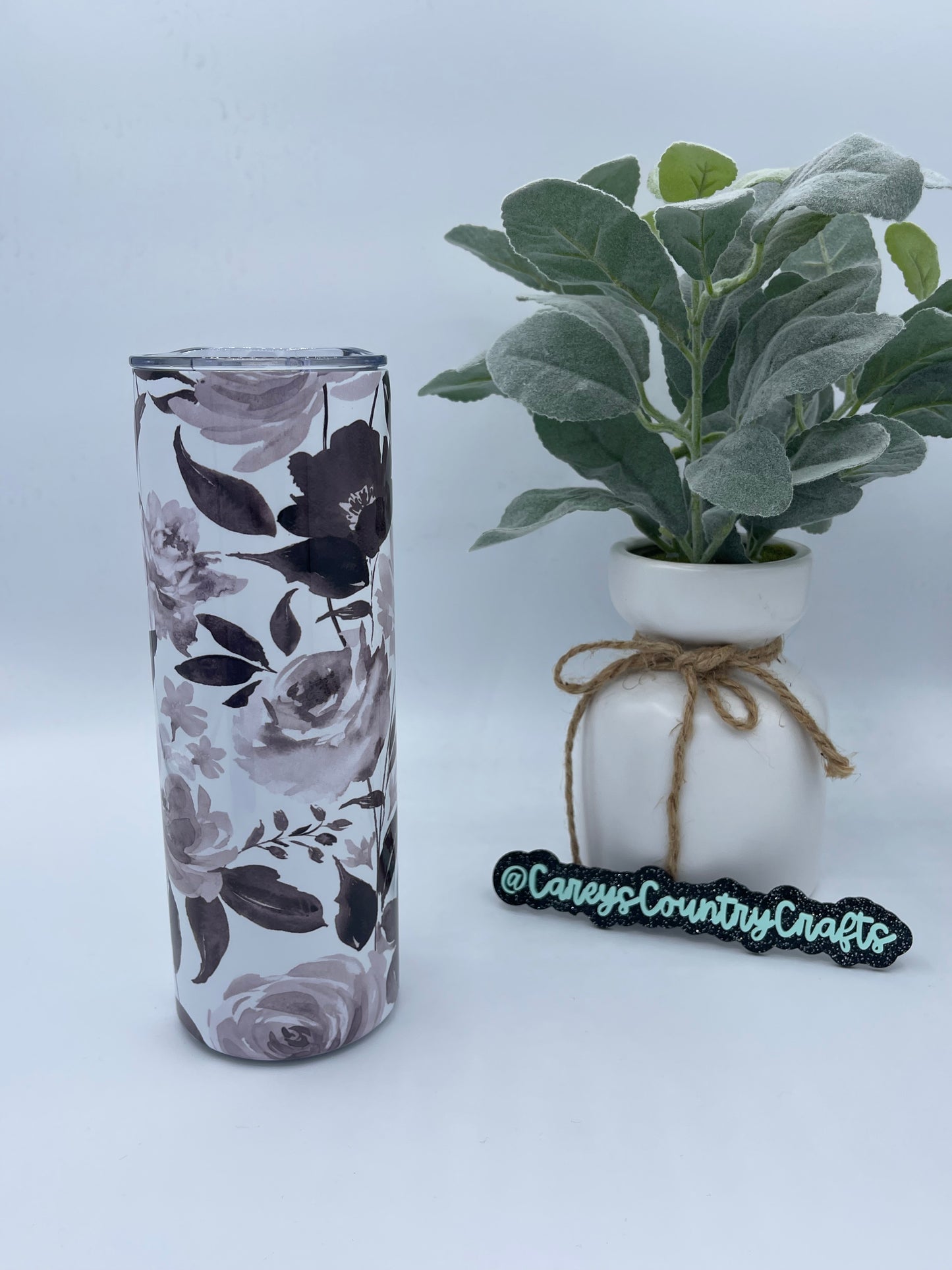 Grayscale Flowers Tumbler