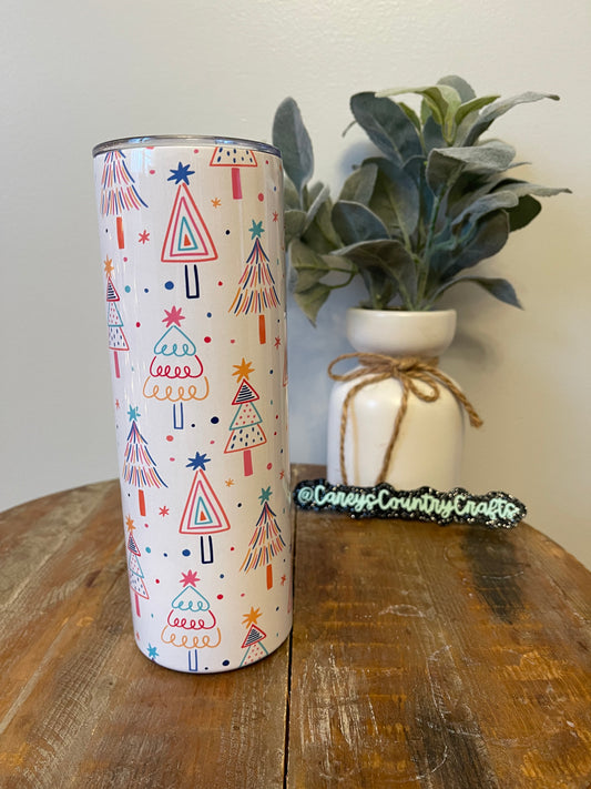 Christmas Tree Wrapping Paper Tumbler